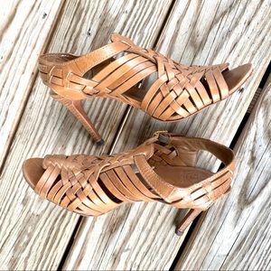 Tory Burch Nadia Huarache, Sandal, Tan, size 8M
